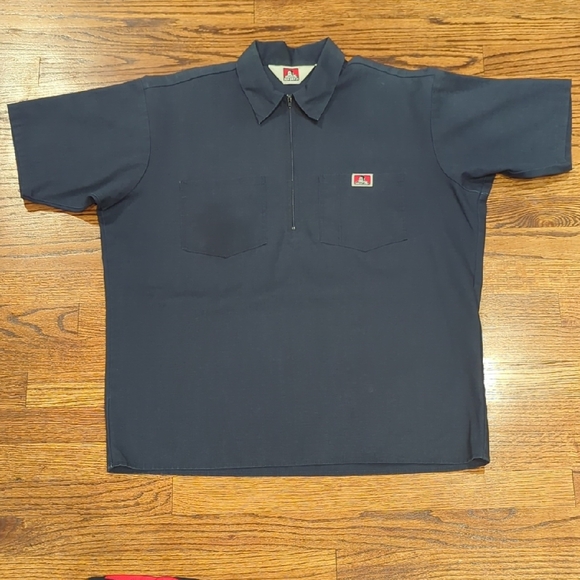 Ben Davis Dark Blue Casual Quarter Zip Shirt - Picture 1 of 4